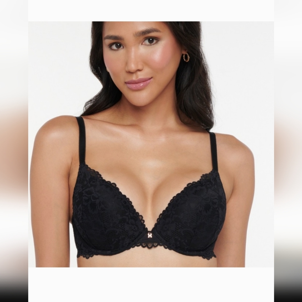 NWT SAVAGE X FENTY black floral pushup bra 36DDD